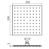 Plumberia Selection Верх. душ 250X250 из нерж.стали,встроенный клапан безопасности, поворот.крепление, антикальций, 2мм, черн.матов. 