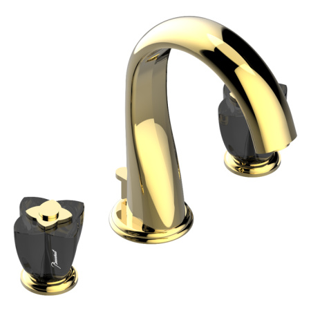 THG PETALE DE CRISTAL NOIR Смеситель для раковины на 3 отверстия, с донным клапаном, цвет полированное золото 