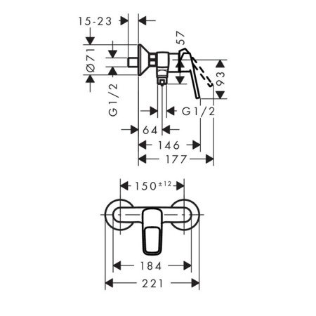 HG Logis Loop Смеситель для душа, настенный, цвет: хром 