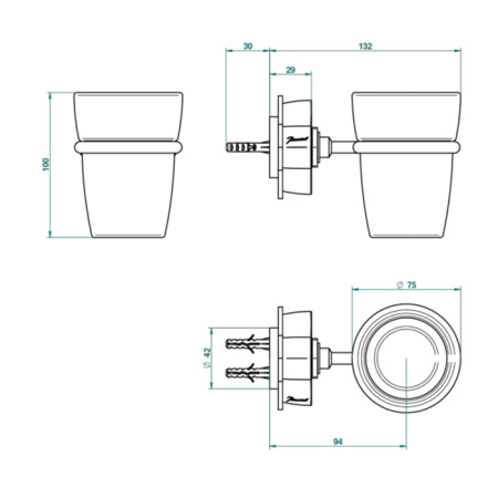 THG PETALE DE CRISTAL NOIR Стакан стеклянный, подвесной, цвет хром 