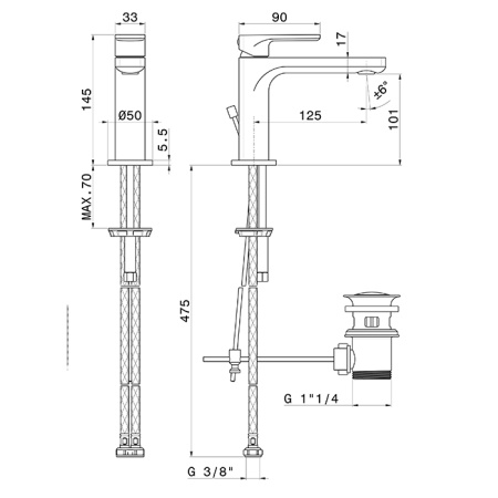 Newform B-Easy Смеситель для раковины с донным клапаном, цвет:  хром 