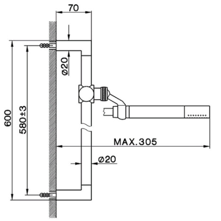 %Душевой гарнитур:ручная лейка,шланг 150 см,штанга 58 см, цвет черный матовый 