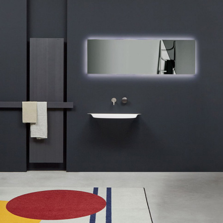 ANTONIO LUPI SOFFIO Раковина встраиваемая в стену 860х506х775 мм., с подсветкой, с донным клапаном, сифоном и гибким шлангом, Corian, цвет белый 