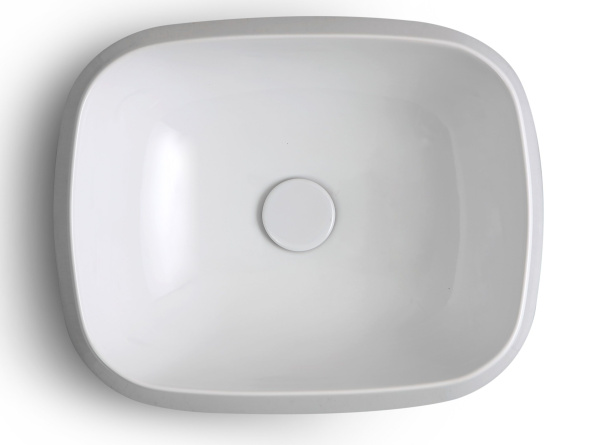 White Tao, накладная прямоугольная раковина 50x42x18h см, цвет белый глянцевый 