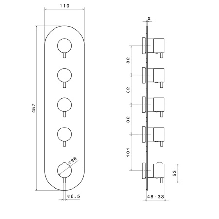 Newform X-Way; O'Rama; XT Внешняя часть термостатического смесителя на 4 потока с отдельными ручками запорного вентиля, цвет:  copper satin 