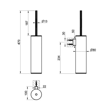 GESSI INCASTRI ACCESSORIES  Ершик  подвесной   цвет: Black Metal Br. PVD 