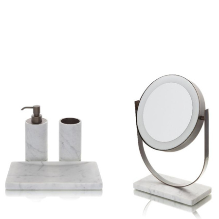 Bertocci Carrarino Косметическое настольное зеркало d25х20хh38 см без подсветки, цвет белый мрамор/хром 