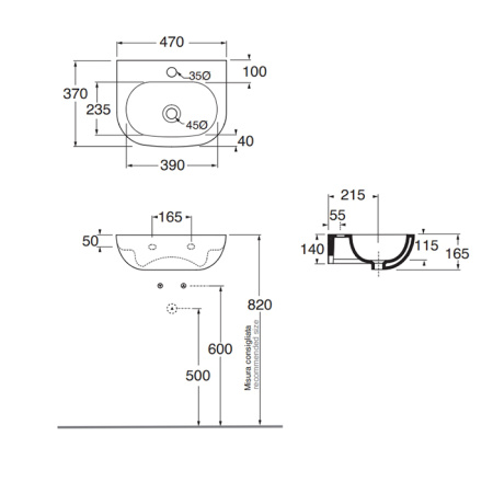 AZZURRA NUVOLA Раковина без отв под смеситель 47х37см, цвет белый (без отв по запросу) 