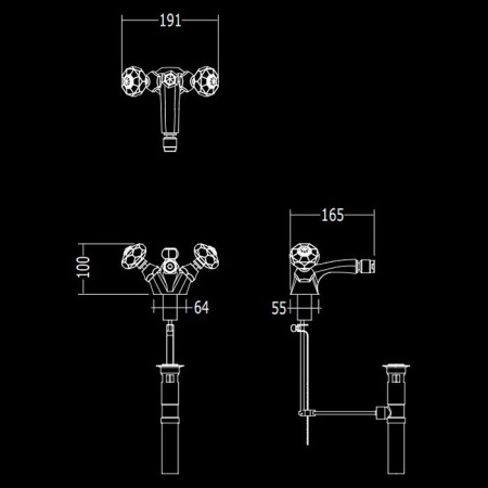 Devon&Devon Excelsior Gemstone Смеситель для биде на 1 отв., донный клапан. Цвет: блестящий никель. 