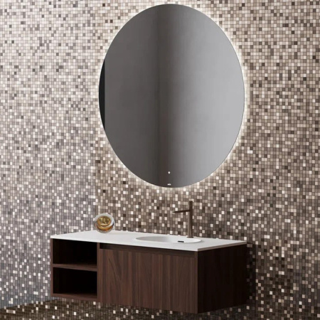 SALINI Зеркало для ванны круглое OMBRA с LED подсветкой D 700 х 25 mm, влагостойкое AGC Сrystalvision, сенс выкл, крепления,обогрев, антизапот 