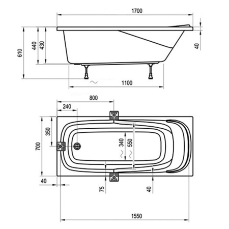 RAVAK Ванна VANDA II 170x70 белая 