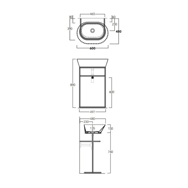 SIMAS WAVE Раковина чаша овальная   62х42х16,5 см,  без отв под смеситель,цвет белый 