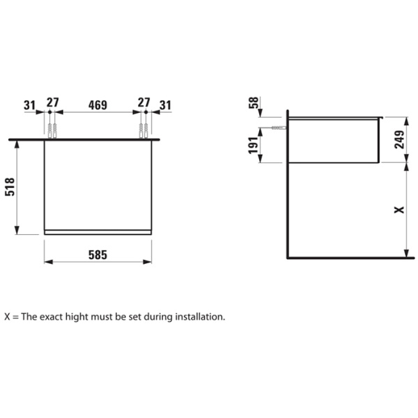 LAUFEN Space База под раковину, 585х520х250 мм, 1 ящик, светлый орех (НЕ производится!) 