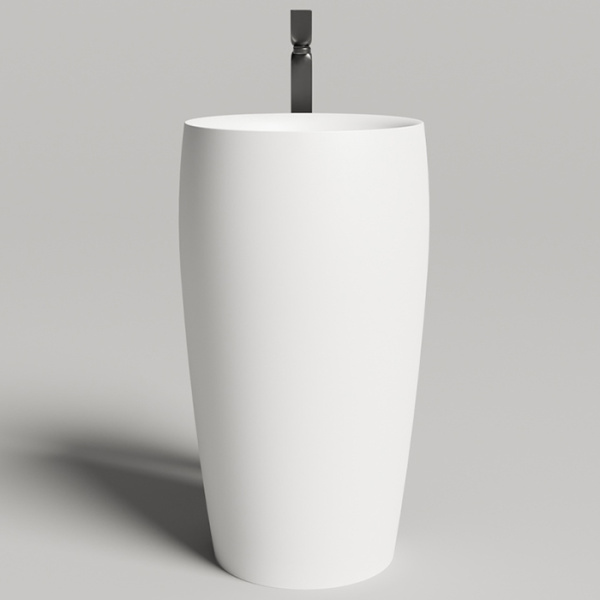 Salini ALDA Раковина отдельностоящая  470х470х900мм, без отв. под смеситель, донный клапан "Up&Down", S-sense глянец,сифон,  цвет белый 