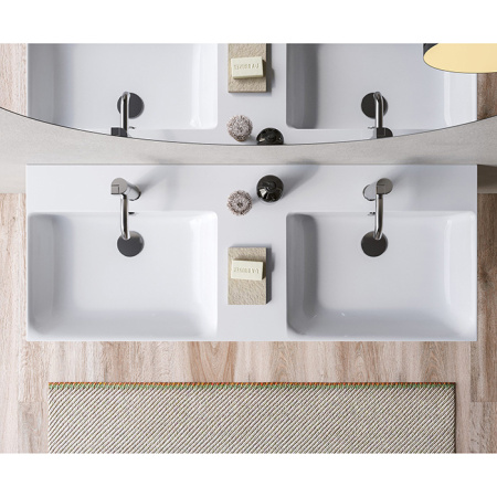 Catalano PREMIUM Раковина 120x47 двойная, с 2 отв. под смеситель, покрытие Cataglaze+, цвет белый глянцевый 