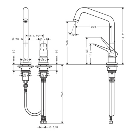 AX Citterio M Смеситель для кухни , цвет полированное золото 