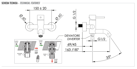 Смеситель для ванны Remer X Style X05 