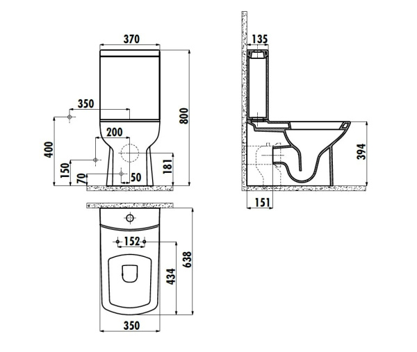 CREAVIT LARA Бачок ЧЕРНЫЙ МАТОВЫЙ LR410-00SM00E-0000 