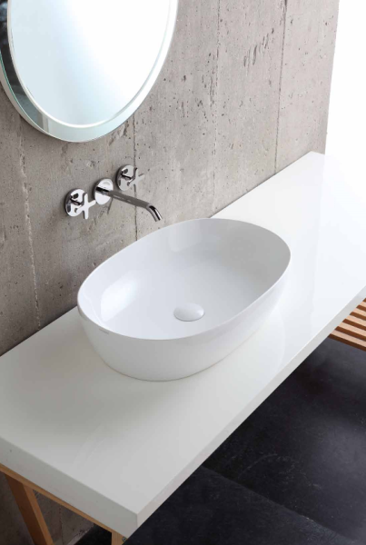 AZZURRA ELEGANCE CIRCLE раковина накладная 60х40х14см без отв. под смеситель , без перелива. цвет белый (цена по акции со склада!) 