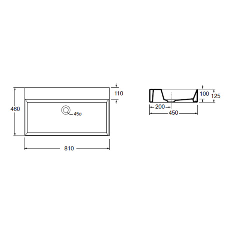 AZZURRA ELEGANCE Squared раковина подвесная/накладная 81х46см без отв. под смеситель , цвет белый 