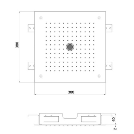 ALMAR Встраиваемый верхний душ 38х38 см, 2 типа струи, цвет латунь брашированная PVD 