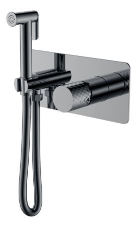 Смеситель гигиенический STICK Shine Gun Metal c ручкой DIAMOND 