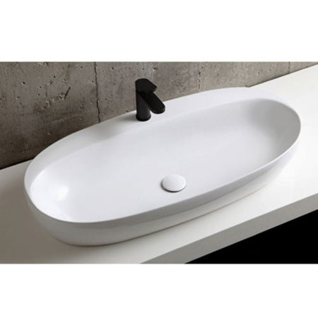 AZZURRA ELEGANCE CIRCLE раковина накладная 90х44см с 1 отв. под смеситель , цвет белый  (цена по акции со склада!) 