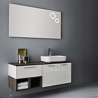 CERASA Velvet  Комплект мебели,  со столешницей накладной раковиной и зеркалом, 120см, цвет: lucido Bianco/effetto Malta colore Talpa,