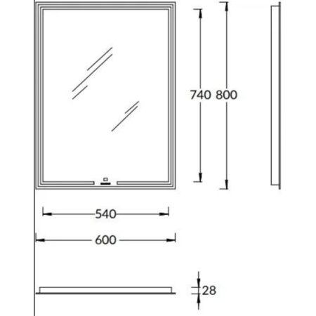 Kerama Marazzi Зеркало MIO прямоугольное с диммером 60, белое 