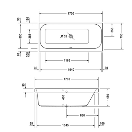 Duravit слив-перелив для ванн  квадратно-овальный 