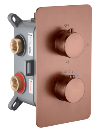 Смеситель встроенный с термостатом 3-х проходной CELL BRUSHED BRONZE 