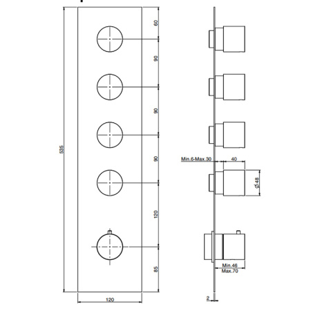 FIMA|Carlo Frattini Внутренняя часть встраиваемого термостатического смесителя для душа, 4 источника 