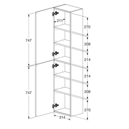 Roca THE GAP Шкаф-колонна 345x250x1504 мм, белый глянец 
