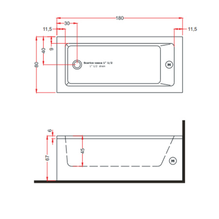 Treesse Dream 180 Ванна SX с гидромасс 180x80xh67см компл AWC, 1 подголов черный , с фронт. и 1-ой  боков панелью DX, LED хром, скр.нап, цвет:бел/хром 