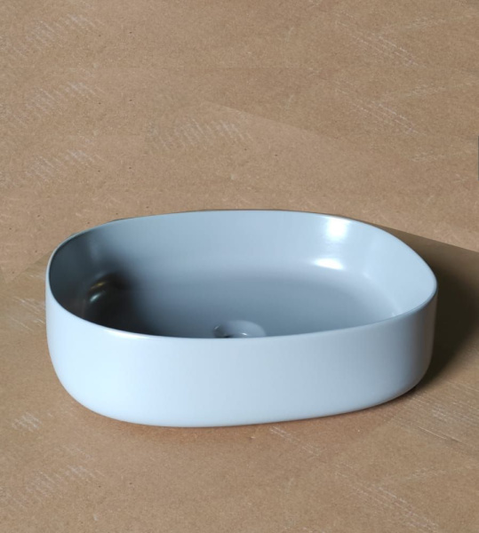 White Ceramic Jumper, накладная прямоугольная раковина 50x40x13h см, цвет серый матовый 