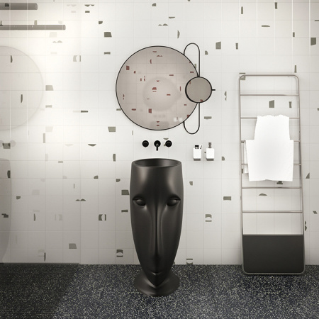 Kerasan Artwork Раковина свободностоящая "MOLOCO", с отверстием для слива в стену, цвет черный матовый 