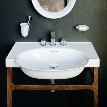 Laufen New Classic Раковина наклад 800х480х75 мм, с 1 отв под смес,с перелив, цвет бел LCC, с покр Clean Coat 