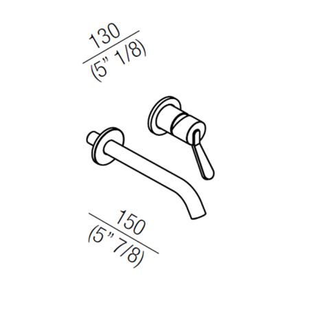 Agape Fez 2 Настенный смеситель для раковины, однорычажный, илив: 150мм, цвет: белый 