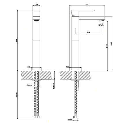 Gessi Rettangolo Смеситель для раковины с высоким изливом 128мм, цвет: хром 