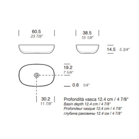 MILLDUE  Раковина  DEN E60 накладная из керамики ,60,5х38,5х14,5 см, без отв для смесителя, цвет белый глянцевый 