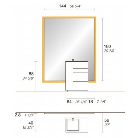 NOORTH milldue edition Зеркало VETRA 144хh180см с 4-х сторонней светодиодной подсветкой 