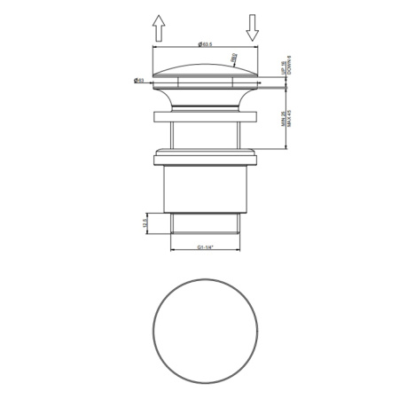Gessi Донный клапан для раковины Stop&Go на 1 1/4", без слива-перелива, цвет Black XL 