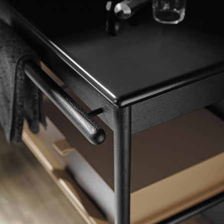 Burgbad Mya База с умыв. Керам. 1200х505х900 мм,1 отв под смеситель на столешнице, 2 ящика, 1 полка металл, 1 пор. для полот., цвет дуб черный, столеш 