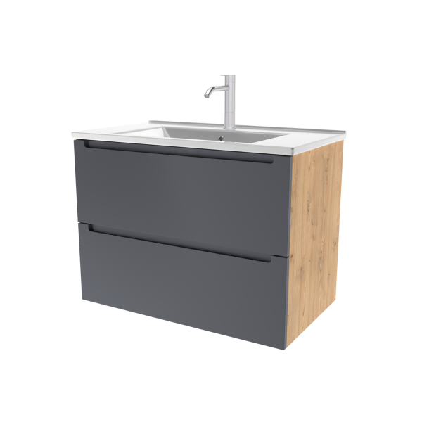 Тумба под раковину/столешницу/столешницу/столешницу/столешницу Дион, Графит мат/Дуб 60 