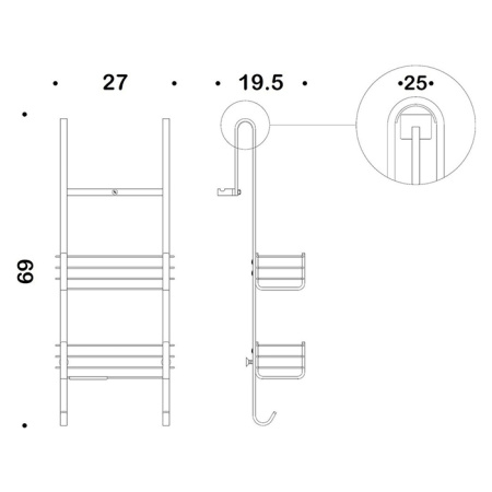Colombo Complementi Металлическая полочка для сеткляной дверцы, цвет: хром 