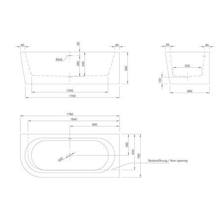 KNIEF Слив перелив с системой Click-Clack, с гибким шлангом и горизонтальным отводом, цвет хром (смонтирован на ванне) 