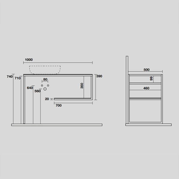 KERASAN LOUISE Структура металлическая напольная 100х74 см, нерж сталь, с полкой, с отв под раковину, с полотенцедерж,цвет белый матовый 