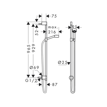 AX One Душевой набор, матовый черный 