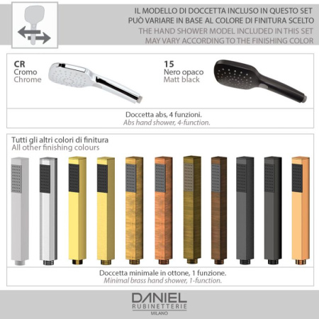 Daniel Reflex, однорычажный смеситель для ванны (излив 16,8 см), c набором для душа, цвет черный матовый 