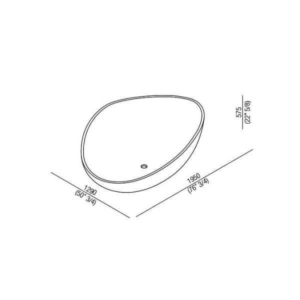 Agape Drop Ванна ширина 1950мм, глубина 1290мм, высота 575мм, установка-отдельностоящая, форма-ассиметричная, материал-Cristalplant, цвет-белый 